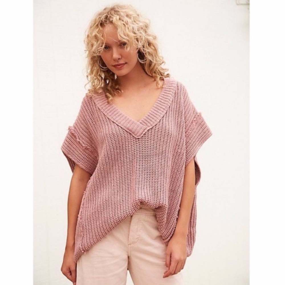 NWT Free People Clyde Sweater Vest Pink Rose Medium